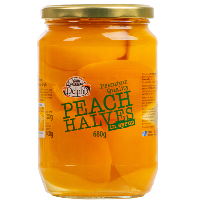 Персики половинки в сиропе отборные 680 г Delphi