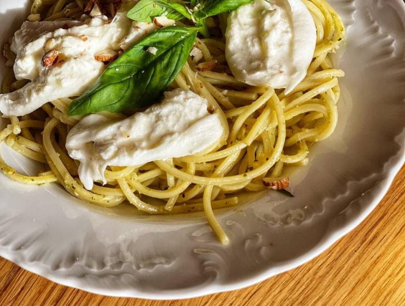 Паста с сыром Буррата