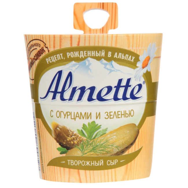Сыр творожный с огурцами и зеленью 150 г(срок годн.09.01.26)   Almette