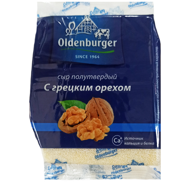 Сыр с грецкими орехами (брусок) 200 г Oldenburger