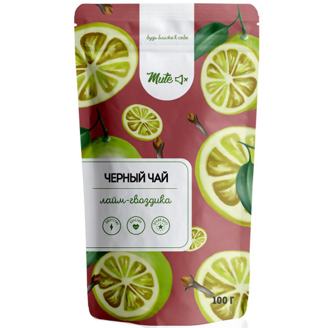 Чёрный чай c гвоздикой и лаймом 100 г Mute