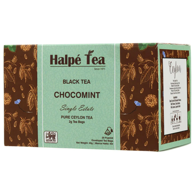 Чай чёрный байховый "Шоколад с мятой" 40 г (20 пирамидок по 2 г) Halpe Tea