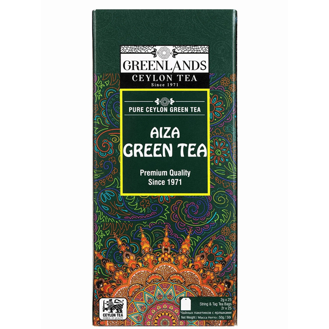 Чай зеленый GREEN TEA 50 г (25 пакетиков по 2 г) GREENLANDS