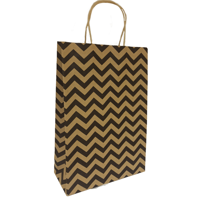 Подарочный пакет "Черный шеврон" 240х350х100 крафт