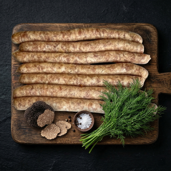 Колбаски "Из цыпленка с трюфелем и шампиньонами" (весовые) охлажденные тонкие