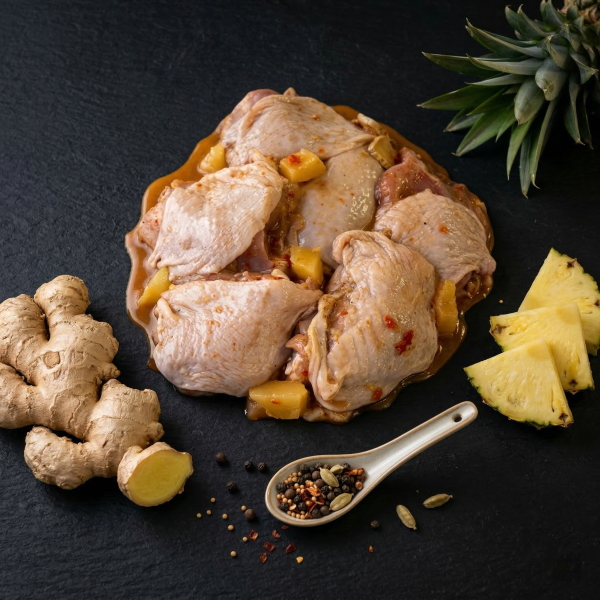 Бедро цыпленка в ананасово-имбирном маринаде (весовое) охлажденное