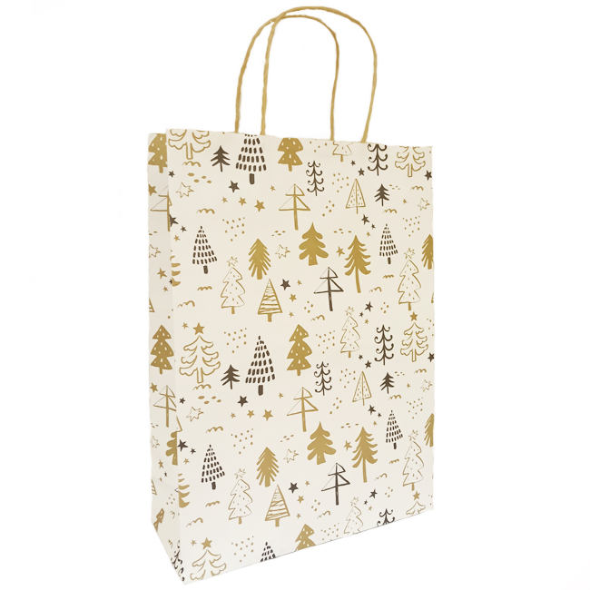 Подарочный пакет "Черные и золотые елки" 240х350х100