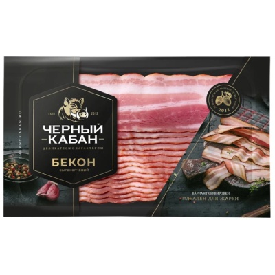 Бекон сырокопчёный (нарезка) 200 г  Чёрный кабан