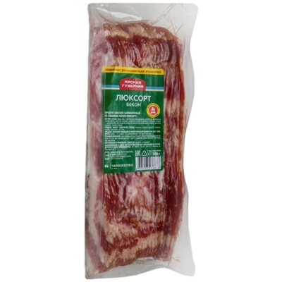 Бекон Люксорт сырокопчёный (нарезка) 500 г Мясная Губерния