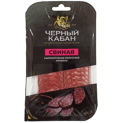 Колбаса сырокопчёная Свиная (нарезка) 95 г Чёрный Кабан