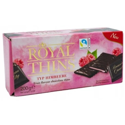 Набор тёмного шоколада Royal Thins с начинкой со вкусом малины 200 г Halloren