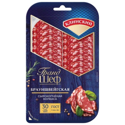 Колбаса сырокопчёная Брауншвейгская 95 г Грандшеф