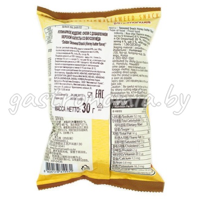 СНЕКИ из морской капусты с медом 30 г Doidori Seaweed Snack