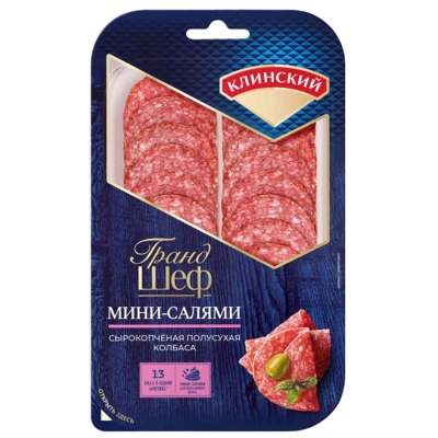 Колбаса сырокопчёная Мини-салями (нарезка) 95 г(срок годн.27.04) Грандшеф