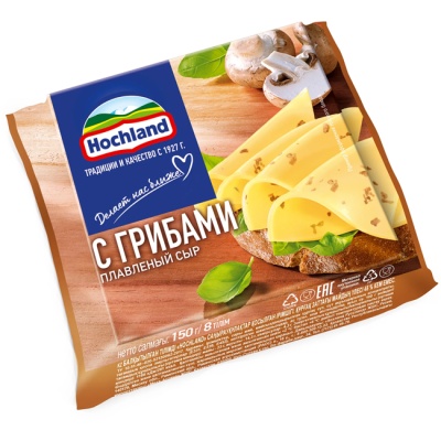 Сыр плавленый с грибами (слайсы) 150 г (срок годн.30.04) Hochland
